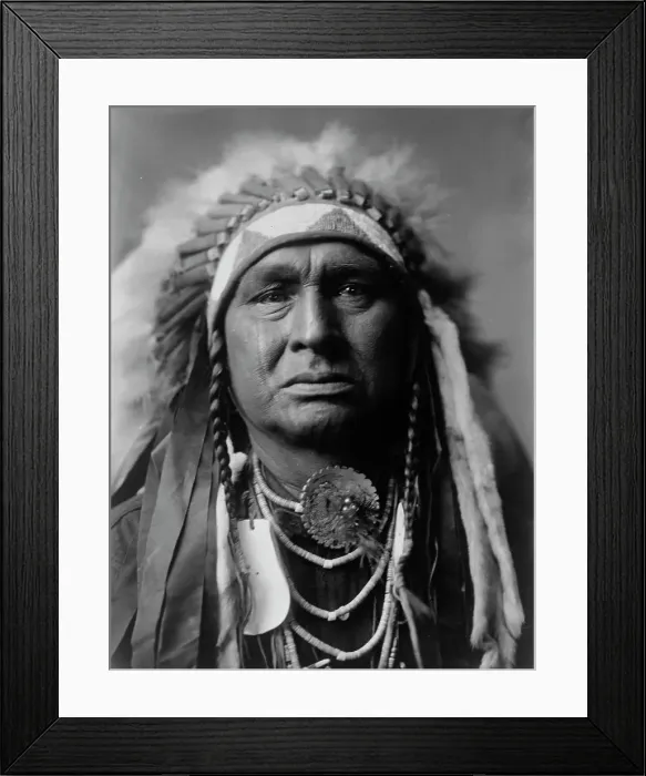 Framed Print : White Man Runs Him, Apsaroke, c1908. Creator: Edward Sheriff Curtis Framed Print : White Man Runs Him, Apsaroke, c1908. Creator: Edward Sheriff Curtis
