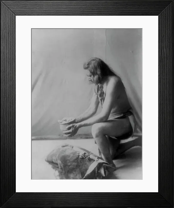 Framed Print : Incense over a medicine bundle, c1908. Creator: Edward Sheriff Curtis Framed Print : Incense over a medicine bundle, c1908. Creator: Edward Sheriff Curtis