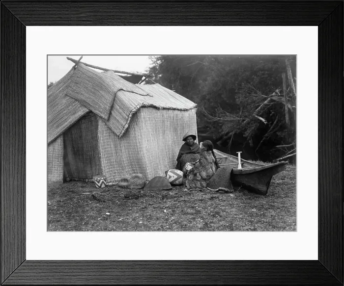 Framed Print : A mat shelter-Skokomish, c1913. Creator: Edward Sheriff Curtis Framed Print : A mat shelter-Skokomish, c1913. Creator: Edward Sheriff Curtis