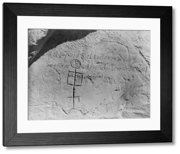 Framed Print : Oñate's inscription, c1927. Creator: Edward Sheriff Curtis Framed Print : Oñate's inscription, c1927. Creator: Edward Sheriff Curtis