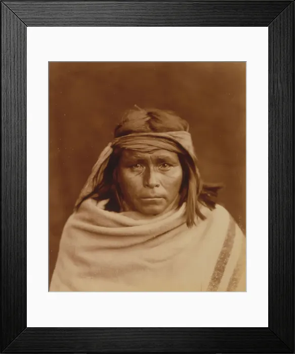 Framed Print : Tah-Lay, Apache? Indian, head-and-shoulders portrait, facing front, wearing blanket and... c1903. Creator: Edward Sheriff Curtis Framed Print : Tah-Lay, Apache? Indian, head-and-shoulders portrait, facing front, wearing blanket and... c1903. Creator: Edward Sheriff Curtis