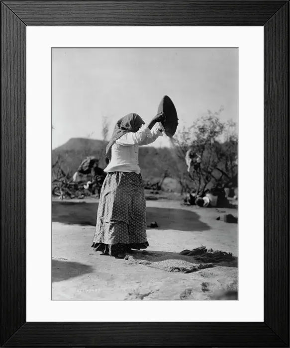 Framed Print : Papago cleaning wheat (Winnowing wheat), c1907. Creator: Edward Sheriff Curtis Framed Print : Papago cleaning wheat (Winnowing wheat), c1907. Creator: Edward Sheriff Curtis