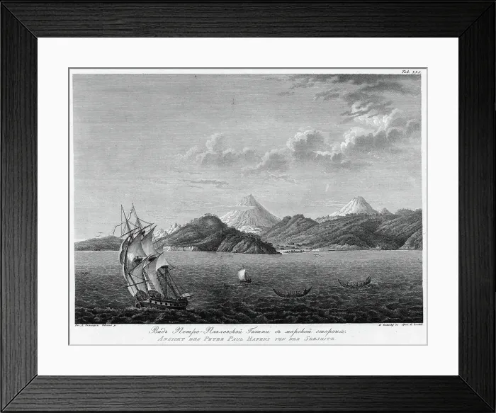 Framed Print : View of Petropavlovsk Harbour From the Seaside, 1813. Creator: Koz'ma Vasil'evich Chesky Framed Print : View of Petropavlovsk Harbour From the Seaside, 1813. Creator: Koz'ma Vasil'evich Chesky