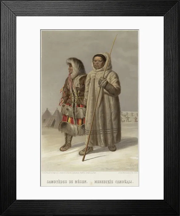 Framed Print : Mezen Samoyeds, 1862. Creator: Karl Fiale Framed Print : Mezen Samoyeds, 1862. Creator: Karl Fiale