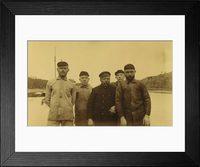 Framed Print : Five unidentified crew members, possibly fishermen or seal hunters, 1894 or 1895. Creator: Alfred Lee Broadbent Framed Print : Five unidentified crew members, possibly fishermen or seal hunters, 1894 or 1895. Creator: Alfred Lee Broadbent