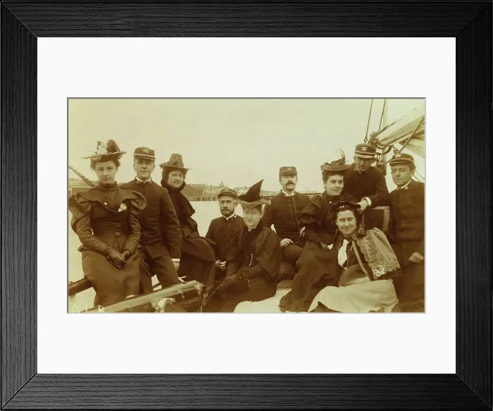Framed Print : Female passengers and crew members in group portrait aboard ship, 1894 or 1895. Creator: Alfred Lee Broadbent Framed Print : Female passengers and crew members in group portrait aboard ship, 1894 or 1895. Creator: Alfred Lee Broadbent