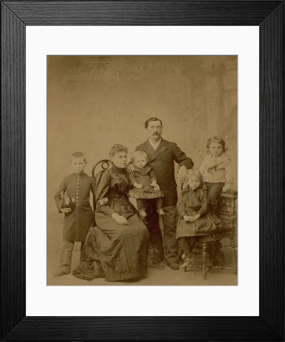 Framed Print : Briner Yuliy Ivanovich with his wife Natalya Iosifovna, sons Leonid, Felix, Boris and... 1892. Creator: Unknown Framed Print : Briner Yuliy Ivanovich with his wife Natalya Iosifovna, sons Leonid, Felix, Boris and... 1892. Creator: Unknown