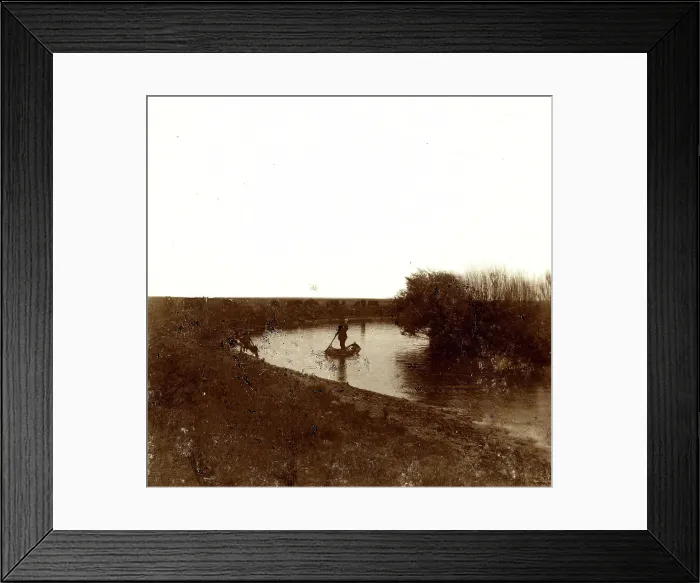 Framed Print : The Kherlen River - Soldiers in a boat, 1899. Creator: Unknown Framed Print : The Kherlen River - Soldiers in a boat, 1899. Creator: Unknown