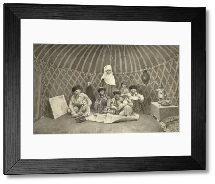 Framed Print : Group portrait in a yurt, 2nd half of 19th century. Creator: Mikhail Znamensky Framed Print : Group portrait in a yurt, 2nd half of 19th century. Creator: Mikhail Znamensky