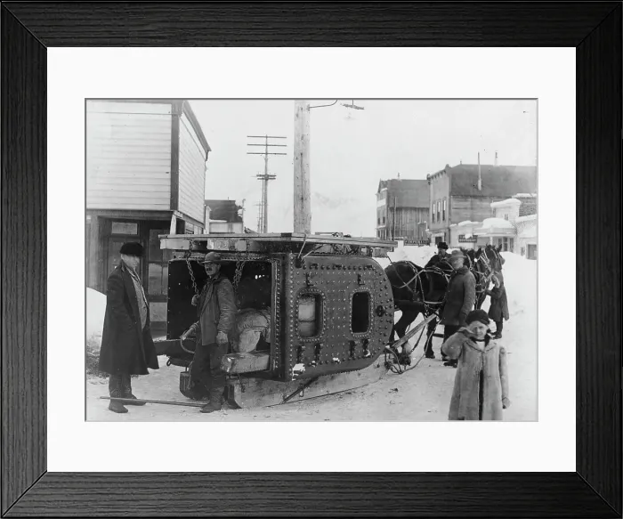 Framed Print : Firebox for first Copper River steamer, between c1900 and 1927. Creator: Hunt, Phinney S Framed Print : Firebox for first Copper River steamer, between c1900 and 1927. Creator: Hunt, Phinney S