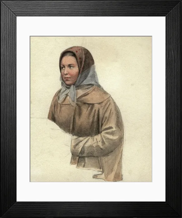 Framed Print : Peasant girl, 2nd half of 19th century. Creator: Mikhail Znamensky Framed Print : Peasant girl, 2nd half of 19th century. Creator: Mikhail Znamensky