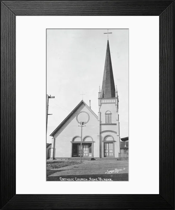 Framed Print : Catholic church, between c1900 and c1930. Creator: Lomen Brothers Framed Print : Catholic church, between c1900 and c1930. Creator: Lomen Brothers