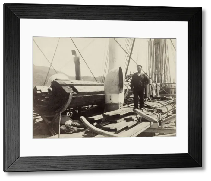 Framed Print : Lumber for the Anadyr Expedition on the Booms Deck, 1889. Creator: Unknown