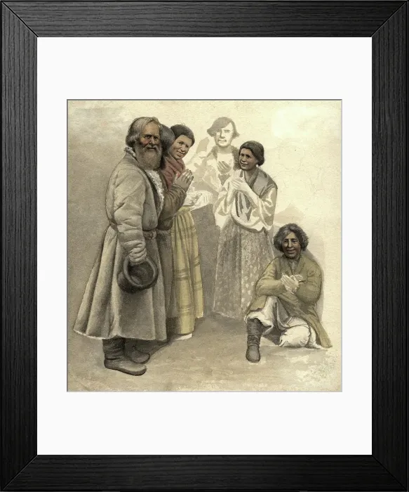 Framed Print : A group of men - Siberian peasants and gypsies, 2nd half of 19th century. Creator: Mikhail Znamensky Framed Print : A group of men - Siberian peasants and gypsies, 2nd half of 19th century. Creator: Mikhail Znamensky