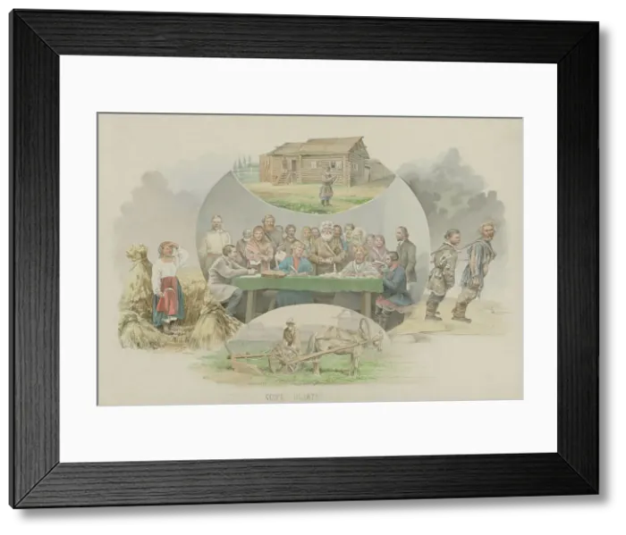 Framed Print : Tax collection, 1862-1887. Creator: Mikhail Znamensky Framed Print : Tax collection, 1862-1887. Creator: Mikhail Znamensky