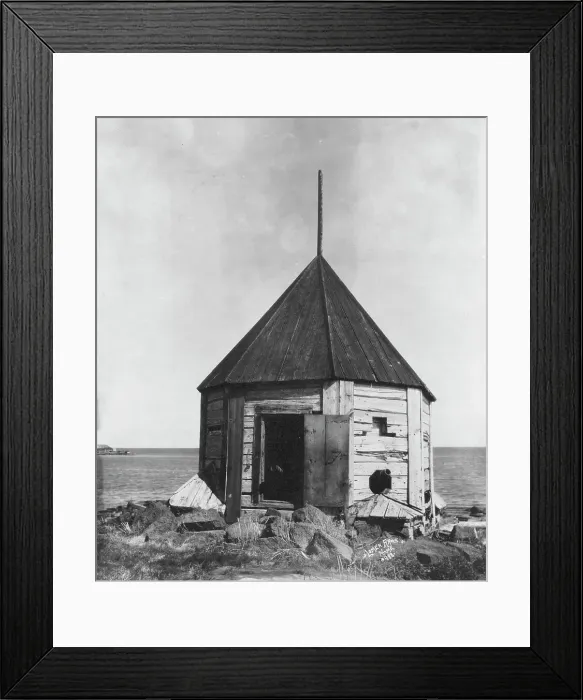 Framed Print : Russian block house, between c1900 and c1930. Creator: Lomen Brothers Framed Print : Russian block house, between c1900 and c1930. Creator: Lomen Brothers