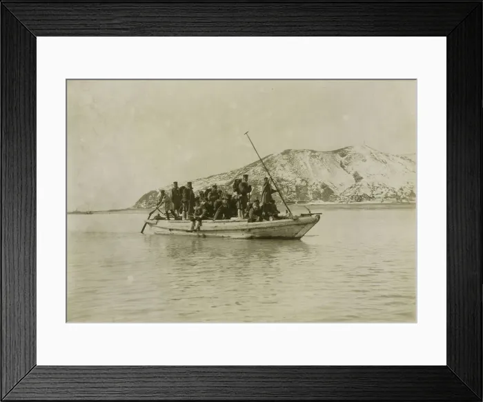 Framed Print : Squad of sappers and miners coming ashore in a sampan at Chemulpo, c1904. Creator: Robert Lee Dunn Framed Print : Squad of sappers and miners coming ashore in a sampan at Chemulpo, c1904. Creator: Robert Lee Dunn