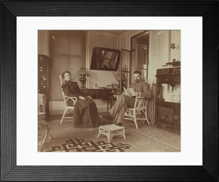 Framed Print : Eleanor and Frederick Pray, seated in the veranda room, Dom Smith, Vladivostok, Russia, 1900. Creator: Maud Morphew Framed Print : Eleanor and Frederick Pray, seated in the veranda room, Dom Smith, Vladivostok, Russia, 1900. Creator: Maud Morphew
