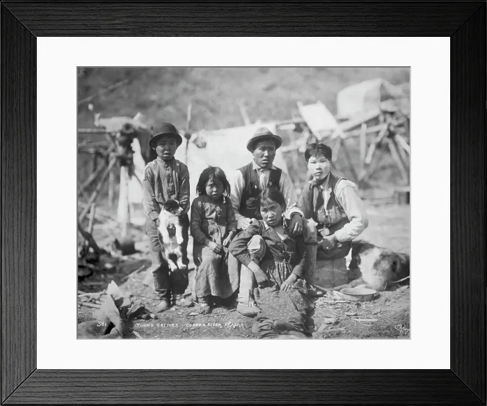 Framed Print : Cordova natives and dogs, between c1906 and 1915. Creator: Eric A. Hegg Framed Print : Cordova natives and dogs, between c1906 and 1915. Creator: Eric A. Hegg