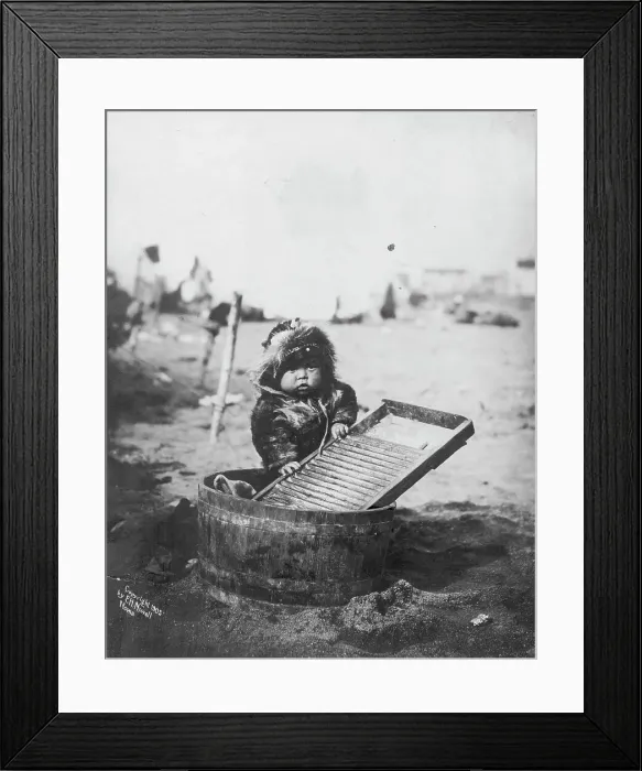 Framed Print : Child at washtub, c1905. Creator: Frank H. Nowell Framed Print : Child at washtub, c1905. Creator: Frank H. Nowell