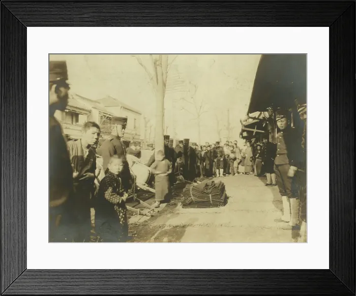 Framed Print : Distribution of blankets to troops at Tokio, c1904. Creator: Unknown Framed Print : Distribution of blankets to troops at Tokio, c1904. Creator: Unknown