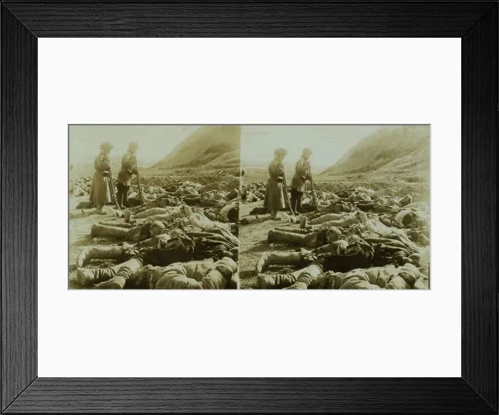 Framed Print : The shattered remains of Russian heroes who were killed near 203 Metre Hill, Port Arthur, c1905. Creator: Underwood & Underwood. The shattered remains of Russian heroes who were killed near 203 Metre Hill, Port Arthur, c1905 Framed Print : The shattered remains of Russian heroes who were killed near 203 Metre Hill, Port Arthur, c1905. Creator: Underwood & Underwood. The shattered remains of Russian heroes who were killed near 203 Metre Hill, Port Arthur, c1905