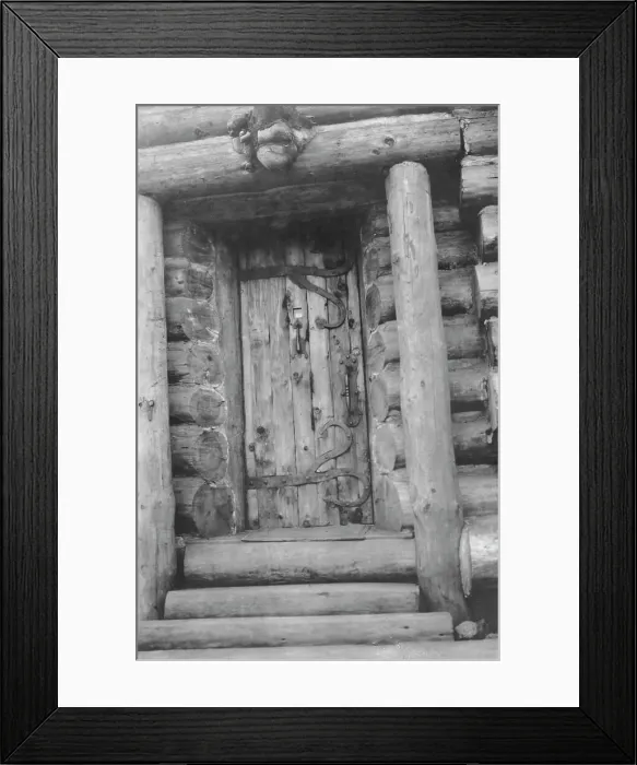 Framed Print : Door of the Log Cabin Club, between c1900 and 1916. Creator: Unknown Framed Print : Door of the Log Cabin Club, between c1900 and 1916. Creator: Unknown