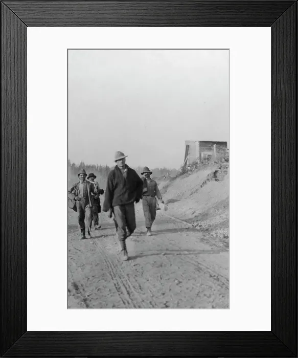 Framed Print : Men walking on dirt road, between c1900 and 1916. Creator: Unknown Framed Print : Men walking on dirt road, between c1900 and 1916. Creator: Unknown