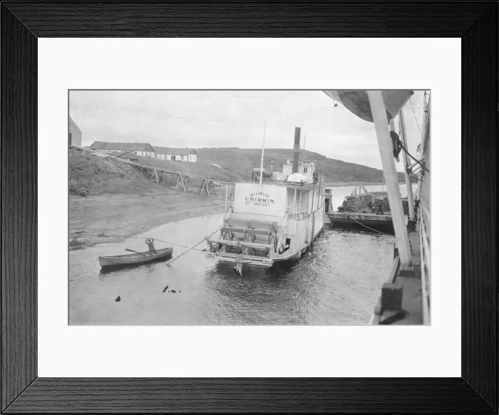 Framed Print : Steamboat, Wilbur Crimmin, St. Michael, from rear, at dock, between c1900 and 1916. Creator: Unknown Framed Print : Steamboat, Wilbur Crimmin, St. Michael, from rear, at dock, between c1900 and 1916. Creator: Unknown
