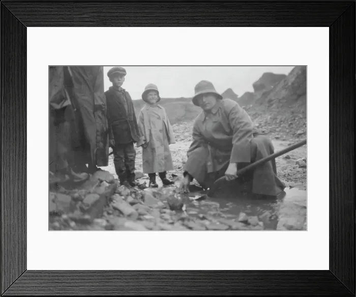 Framed Print : Mr. Lindeberg panning gold at Pioneer Mine with a shovel, between c1900 and 1916. Creator: Unknown Framed Print : Mr. Lindeberg panning gold at Pioneer Mine with a shovel, between c1900 and 1916. Creator: Unknown