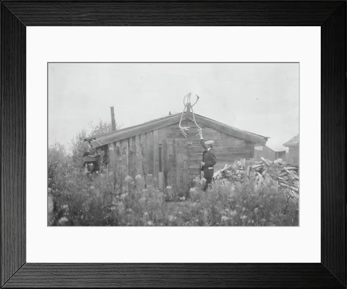 Framed Print : Rex Beach's cabin, between c1900 and 1916. Creator: Unknown Framed Print : Rex Beach's cabin, between c1900 and 1916. Creator: Unknown