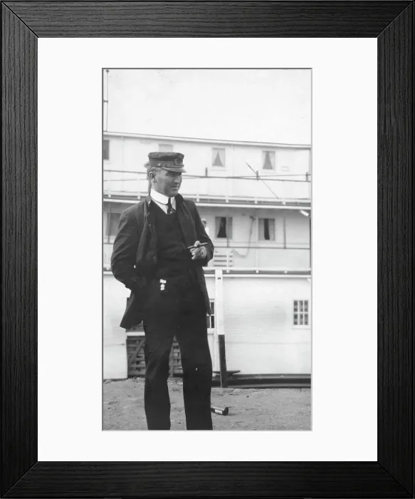 Framed Print : Uniformed man smoking a cigar, between c1900 and 1916. Creator: Unknown Framed Print : Uniformed man smoking a cigar, between c1900 and 1916. Creator: Unknown