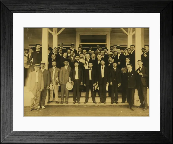 Framed Print : Japanese, Russian, French, German, American and English newspaper correspondents at Portsmouth, 1905 Creator: Unknown Framed Print : Japanese, Russian, French, German, American and English newspaper correspondents at Portsmouth, 1905 Creator: Unknown