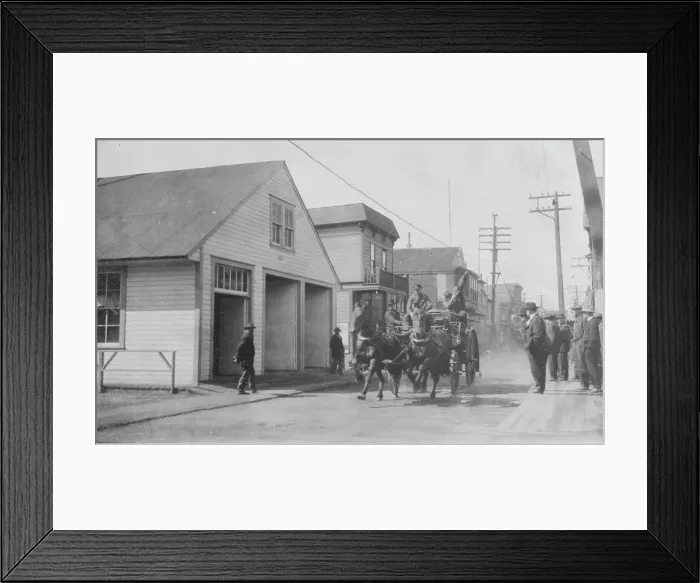 Framed Print : Fire drill, between c1900 and 1916. Creator: Unknown Framed Print : Fire drill, between c1900 and 1916. Creator: Unknown