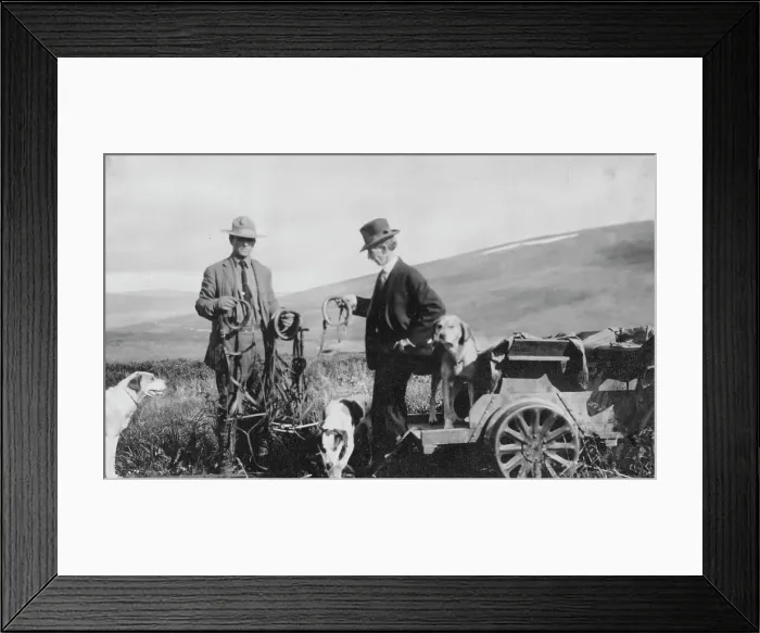 Framed Print : Frank G. Carpenter beside pupmobile, between c1900 and 1916. Creator: Unknown Framed Print : Frank G. Carpenter beside pupmobile, between c1900 and 1916. Creator: Unknown
