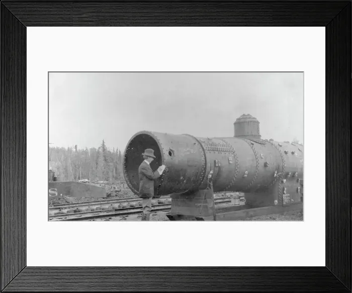 Framed Print : Frank G. Carpenter inspecting new railroad, between c1900 and 1916. Creator: Unknown Framed Print : Frank G. Carpenter inspecting new railroad, between c1900 and 1916. Creator: Unknown