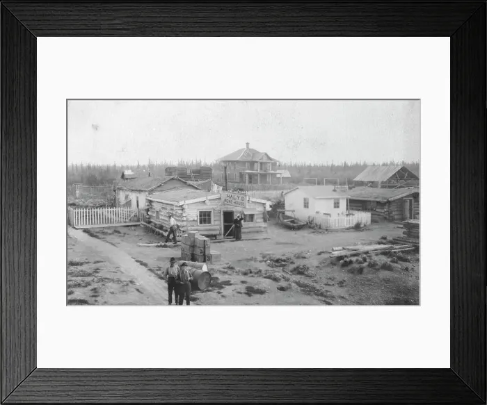 Framed Print : Haly's Roadhouse - Jim Haly in foreground, between c1900 and 1916. Creator: Unknown Framed Print : Haly's Roadhouse - Jim Haly in foreground, between c1900 and 1916. Creator: Unknown