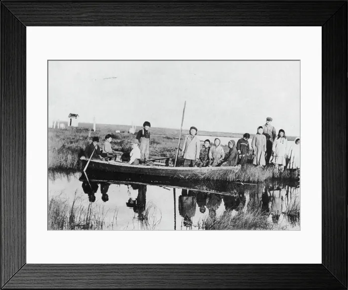 Framed Print : Scene at Moravian Mission Station on the Kuskokwim River, between c1900 and c1930. Creator: Unknown Framed Print : Scene at Moravian Mission Station on the Kuskokwim River, between c1900 and c1930. Creator: Unknown