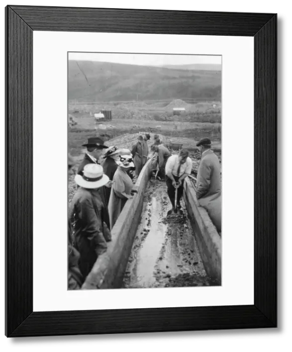 Framed Print : Taking gold from Chatanika, sluice-box, between c1900 and c1930. Creator: Unknown Framed Print : Taking gold from Chatanika, sluice-box, between c1900 and c1930. Creator: Unknown