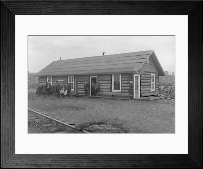 Framed Print : The first depot at Anchorage, between c1900 and c1930. Creator: Unknown Framed Print : The first depot at Anchorage, between c1900 and c1930. Creator: Unknown