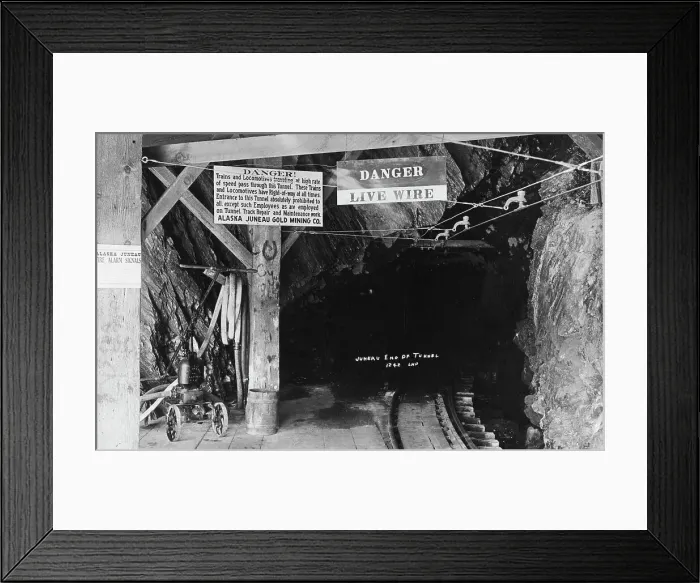 Framed Print : Tunnel at Juneau Mine, between c1900 and c1930. Creator: Unknown Framed Print : Tunnel at Juneau Mine, between c1900 and c1930. Creator: Unknown