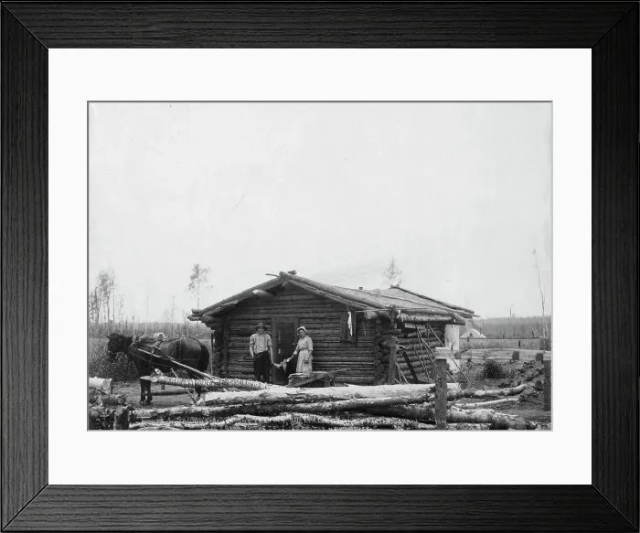 Framed Print : Homesteaders and their home, between c1900 and c1930. Creator: Unknown Framed Print : Homesteaders and their home, between c1900 and c1930. Creator: Unknown