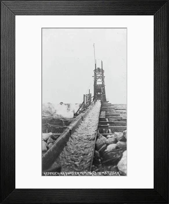 Framed Print : Hydraulic power mining, between c1900 and c1930. Creator: Unknown Framed Print : Hydraulic power mining, between c1900 and c1930. Creator: Unknown