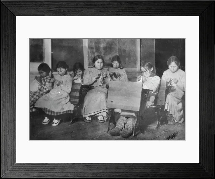 Framed Print : Sewing class, between c1900 and c1930. Creator: Unknown Framed Print : Sewing class, between c1900 and c1930. Creator: Unknown