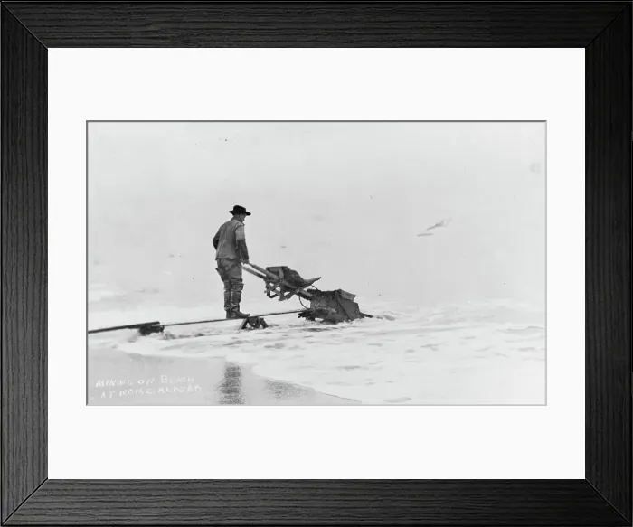 Framed Print : Mining on beach, between c1900 and c1930. Creator: Unknown Framed Print : Mining on beach, between c1900 and c1930. Creator: Unknown