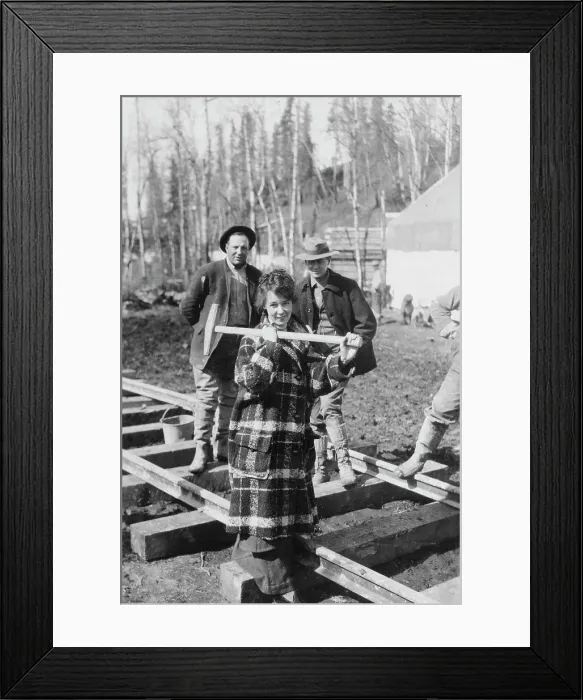 Framed Print : Martha White driving first spike in the government railway, between c1900 and c1930. Creator: Unknown Framed Print : Martha White driving first spike in the government railway, between c1900 and c1930. Creator: Unknown