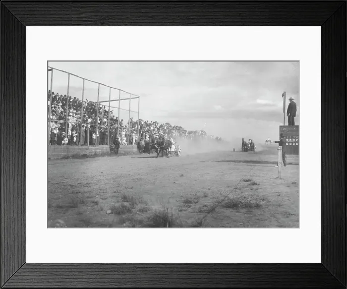 Framed Print : Chariot race at 4th of July celebration, between c1900 and c1930. Creator: Unknown Framed Print : Chariot race at 4th of July celebration, between c1900 and c1930. Creator: Unknown