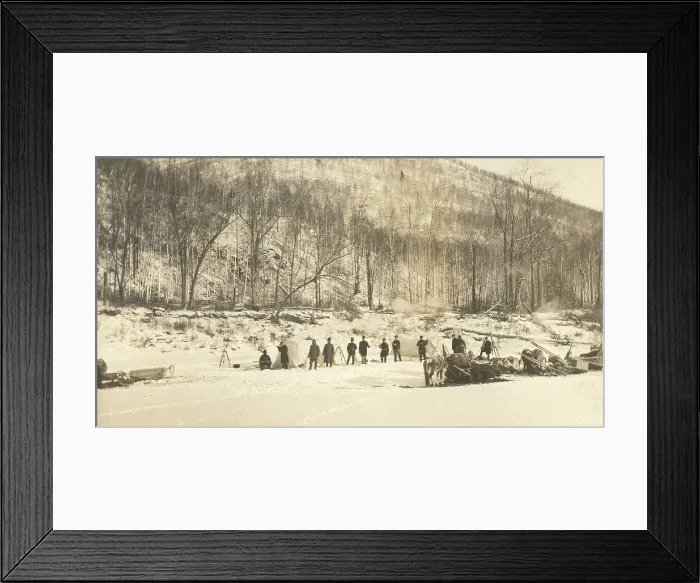 Framed Print : View of the caravan (camp) of the exploration party on the ice of the Zeya River, 1909. Creator: Vladimir Ivanovich Fedorov Framed Print : View of the caravan (camp) of the exploration party on the ice of the Zeya River, 1909. Creator: Vladimir Ivanovich Fedorov