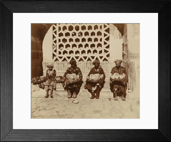 Framed Print : Flat breads vendors, Samarkand, between 1905 and 1915. Creator: Sergey Mikhaylovich Prokudin-Gorsky Framed Print : Flat breads vendors, Samarkand, between 1905 and 1915. Creator: Sergey Mikhaylovich Prokudin-Gorsky