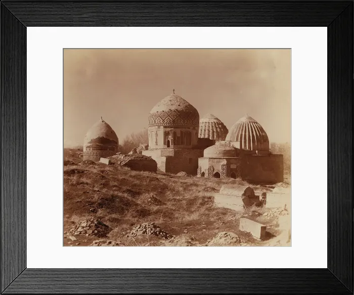 Framed Print : Shakh-i Zindeh mosque; view from the northeast, Samarkand, between 1905 and 1915. Creator: Sergey Mikhaylovich Prokudin-Gorsky Framed Print : Shakh-i Zindeh mosque; view from the northeast, Samarkand, between 1905 and 1915. Creator: Sergey Mikhaylovich Prokudin-Gorsky